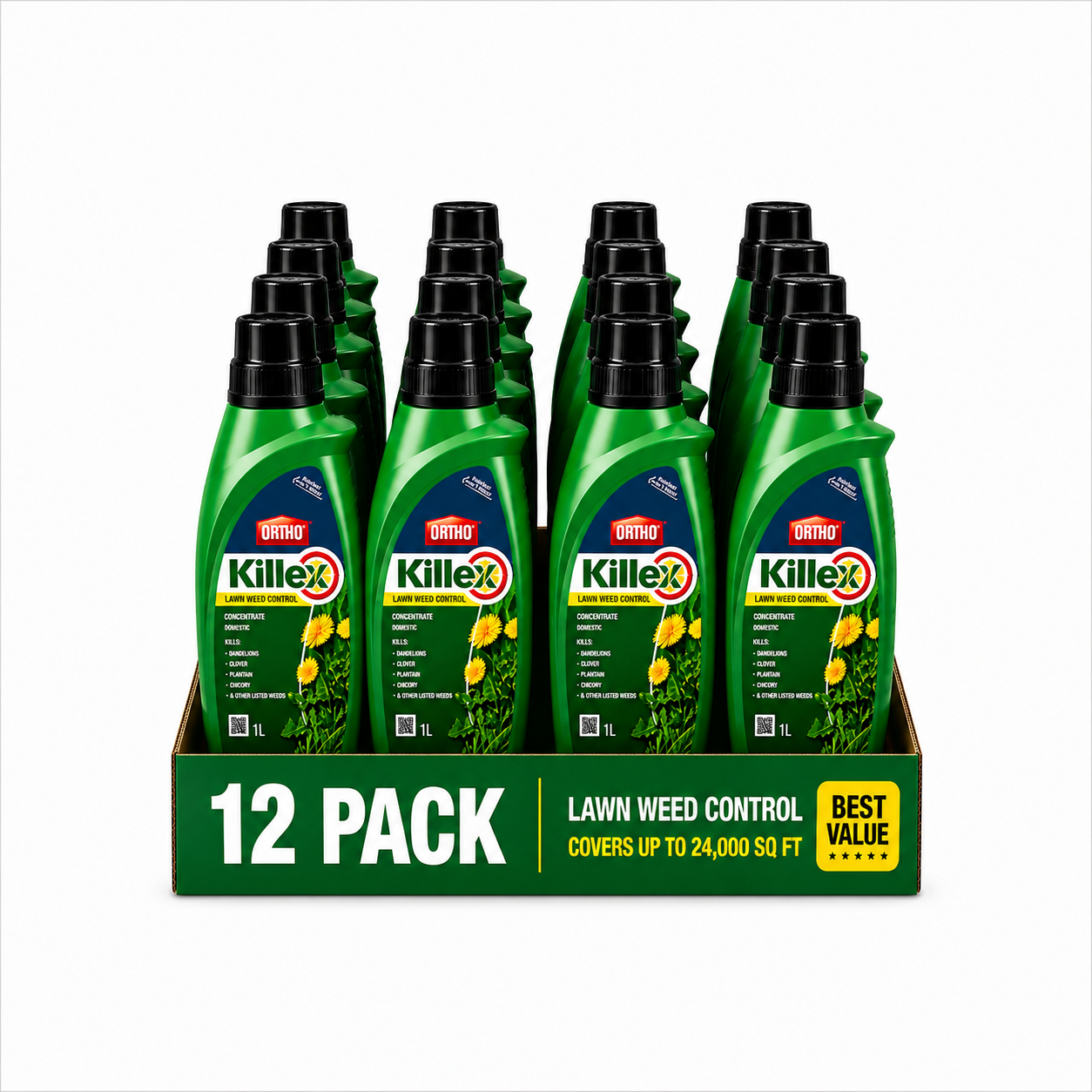 Ortho Killex Lawn Weed Control 1L (12 Pack) – Concentrate Weed Killer for Dandelion & Clover